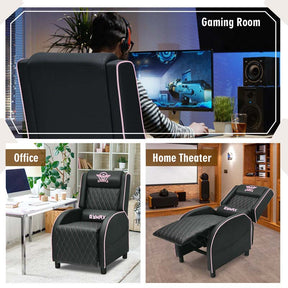 PU Leather Massage Gaming Recliner Chair with Adjustable Backrest & Footrest, Ergonomic Racing Style Single Sofa Home Theater Seating