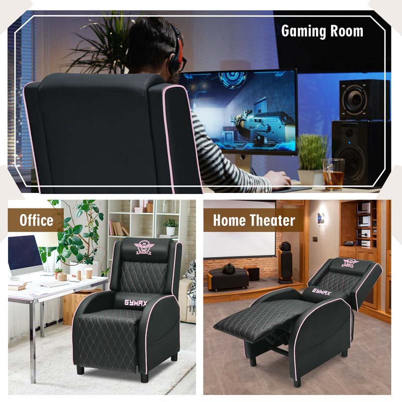 PU Leather Massage Gaming Recliner Chair with Adjustable Backrest & Footrest, Ergonomic Racing Style Single Sofa Home Theater Seating