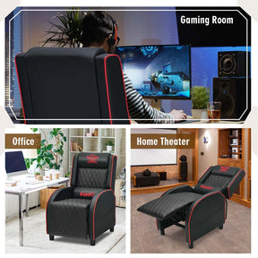 PU Leather Massage Gaming Recliner Chair with Adjustable Backrest & Footrest, Ergonomic Racing Style Single Sofa Home Theater Seating