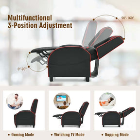 PU Leather Massage Gaming Recliner Chair with Adjustable Backrest & Footrest, Ergonomic Racing Style Single Sofa Home Theater Seating