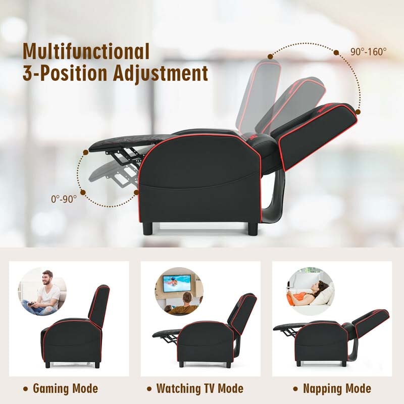 PU Leather Massage Gaming Recliner Chair with Adjustable Backrest & Footrest, Ergonomic Racing Style Single Sofa Home Theater Seating