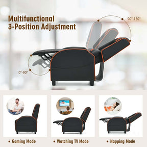 PU Leather Massage Gaming Recliner Chair with Adjustable Backrest & Footrest, Ergonomic Racing Style Single Sofa Home Theater Seating