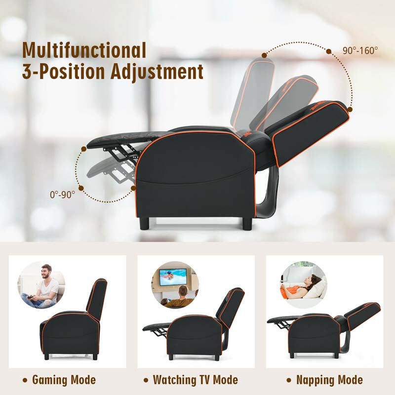 PU Leather Massage Gaming Recliner Chair with Adjustable Backrest & Footrest, Ergonomic Racing Style Single Sofa Home Theater Seating