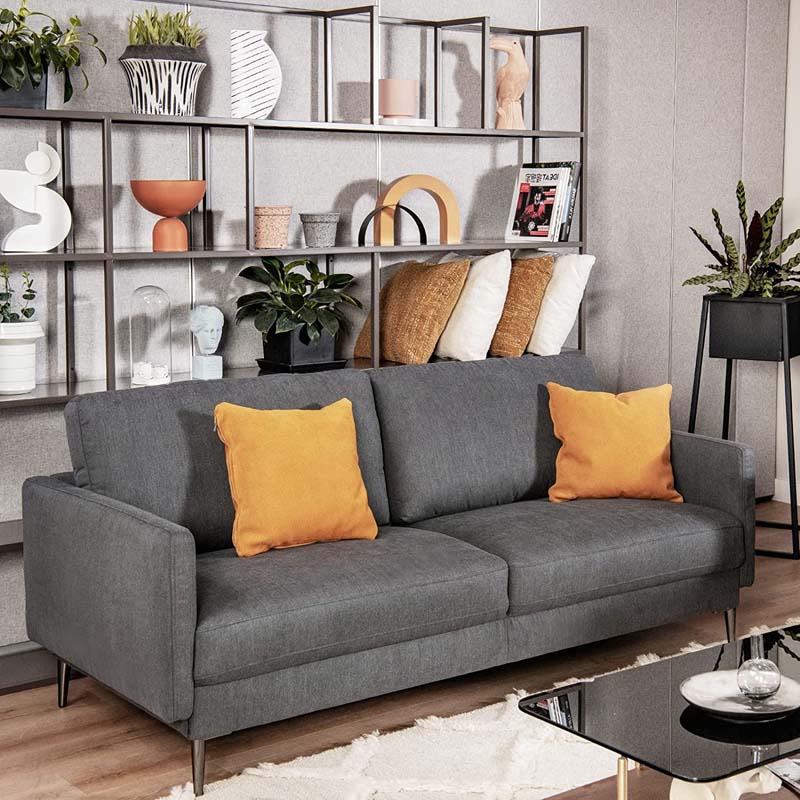 CertiPUR-US Modern Loveseat Sofa Couch, Upholstered 2-Seat Small Apartment Furniture with Comfy Backrest Cushion & Solid Metal Legs
