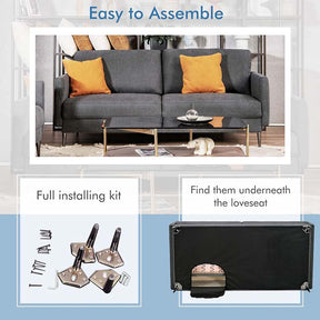 CertiPUR-US Modern Loveseat Sofa Couch, Upholstered 2-Seat Small Apartment Furniture with Comfy Backrest Cushion & Solid Metal Legs