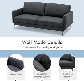 CertiPUR-US Modern Loveseat Sofa Couch, Upholstered 2-Seat Small Apartment Furniture with Comfy Backrest Cushion & Solid Metal Legs