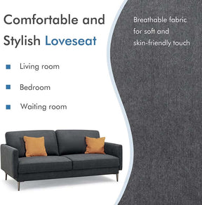 CertiPUR-US Modern Loveseat Sofa Couch, Upholstered 2-Seat Small Apartment Furniture with Comfy Backrest Cushion & Solid Metal Legs