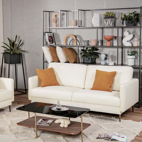 CertiPUR-US Modern Loveseat Sofa Couch, Upholstered 2-Seat Small Apartment Furniture with Comfy Backrest Cushion & Solid Metal Legs