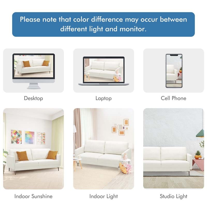 CertiPUR-US Modern Loveseat Sofa Couch, Upholstered 2-Seat Small Apartment Furniture with Comfy Backrest Cushion & Solid Metal Legs
