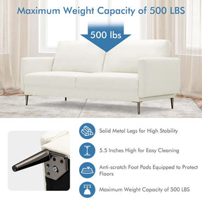 CertiPUR-US Modern Loveseat Sofa Couch, Upholstered 2-Seat Small Apartment Furniture with Comfy Backrest Cushion & Solid Metal Legs
