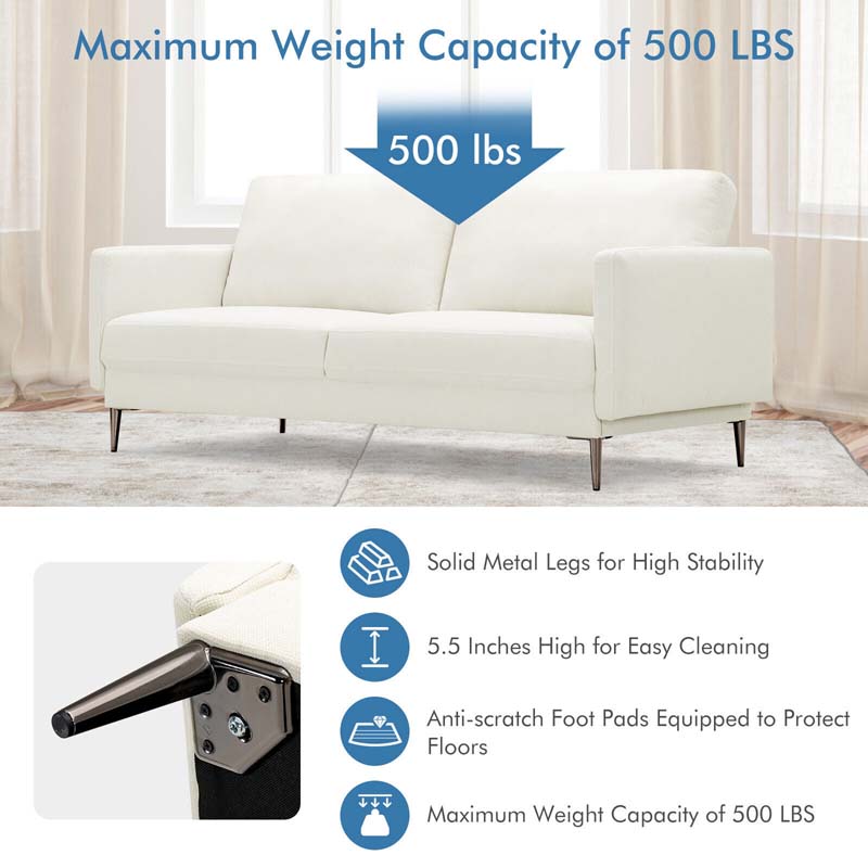 CertiPUR-US Modern Loveseat Sofa Couch, Upholstered 2-Seat Small Apartment Furniture with Comfy Backrest Cushion & Solid Metal Legs