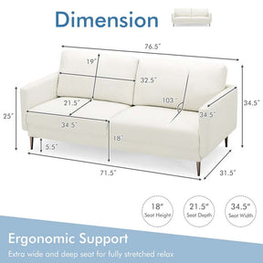 CertiPUR-US Modern Loveseat Sofa Couch, Upholstered 2-Seat Small Apartment Furniture with Comfy Backrest Cushion & Solid Metal Legs