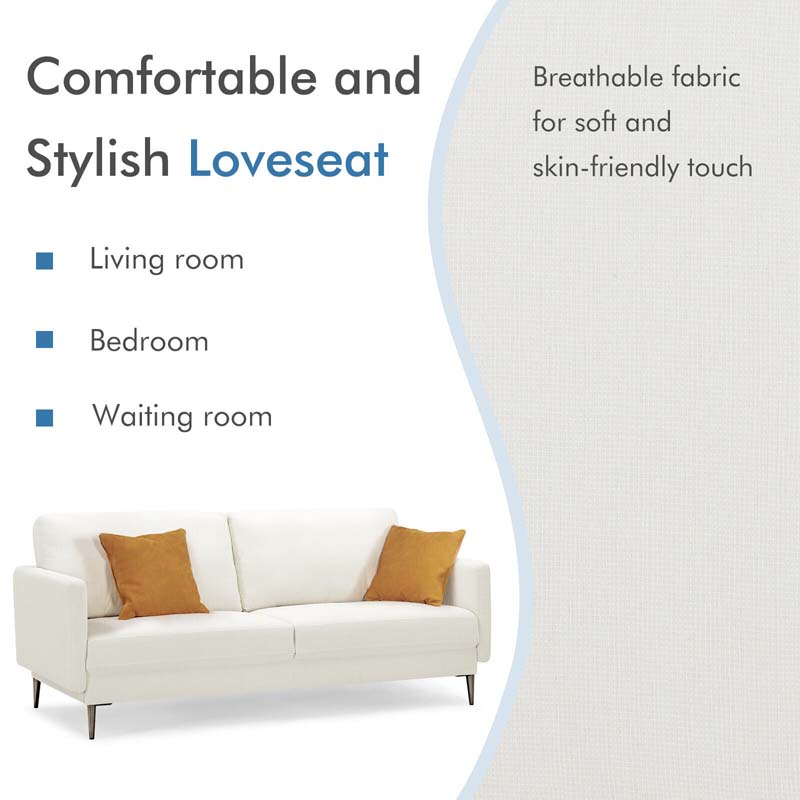 CertiPUR-US Modern Loveseat Sofa Couch, Upholstered 2-Seat Small Apartment Furniture with Comfy Backrest Cushion & Solid Metal Legs