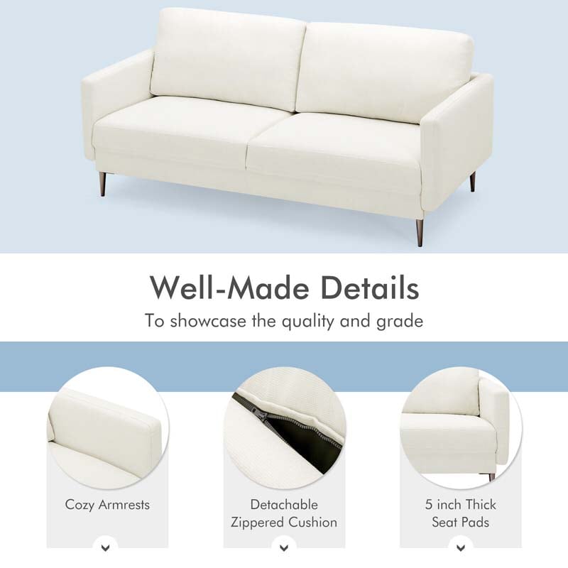 CertiPUR-US Modern Loveseat Sofa Couch, Upholstered 2-Seat Small Apartment Furniture with Comfy Backrest Cushion & Solid Metal Legs
