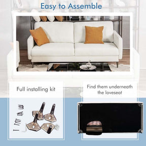 CertiPUR-US Modern Loveseat Sofa Couch, Upholstered 2-Seat Small Apartment Furniture with Comfy Backrest Cushion & Solid Metal Legs