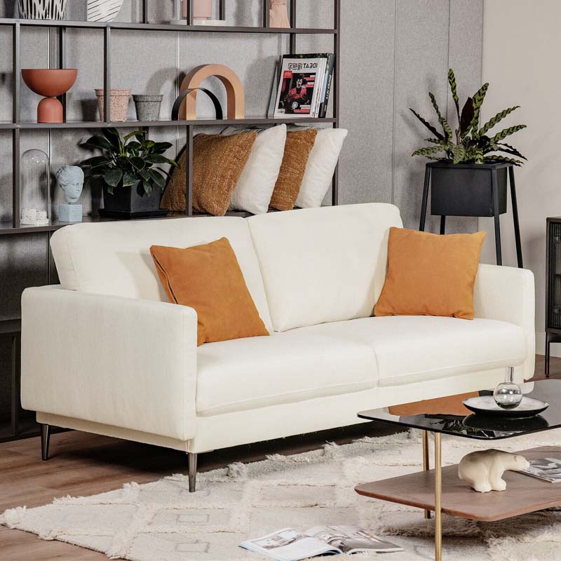 CertiPUR-US Modern Loveseat Sofa Couch, Upholstered 2-Seat Small Apartment Furniture with Comfy Backrest Cushion & Solid Metal Legs