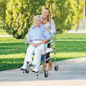 4 in 1 Bedside Commode Chair Transport Shower Wheelchair Toilet Chair with Folding Pedal