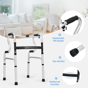 3-in-1 Stand-Assist Folding Walker, 400lbs Heavy Duty Walking Mobility Aid, Height Adjustable Narrow Drive Walker