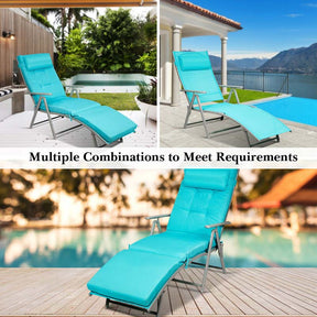 Folding Outdoor Chaise Lounge Chair, 7-Position Adjustable Reclining Pool Beach Chair Patio Sun Lounger with Removable Cushion & Pillow