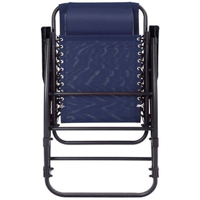 Patio Folding Zero Gravity Rocking Chair Outdoor Beach Camping Chair with Pillow & Armrests