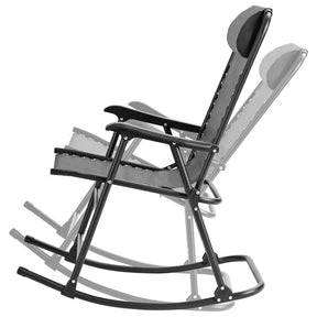 Patio Folding Zero Gravity Rocking Chair Outdoor Beach Camping Chair with Pillow & Armrests