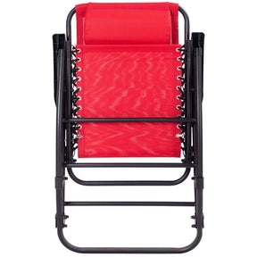 Patio Folding Zero Gravity Rocking Chair Outdoor Beach Camping Chair with Pillow & Armrests