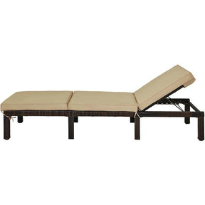 Outdoor Rattan Chaise Lounge, Adjustable Backrest Patio Wicker Lounger Recliner Chair with Zippered Cushions for Backyard Garden Poolside