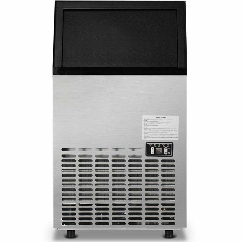 110 LBS/24H Undercounter Commercial Ice Maker, Stainless Steel Built-in Self-Cleaning Ice Machine w/ 33LBS Storage & 24H Timer for Home Bar Restaurant
