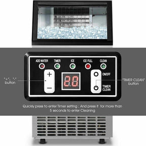 110 LBS/24H Undercounter Commercial Ice Maker, Stainless Steel Built-in Self-Cleaning Ice Machine w/ 33LBS Storage & 24H Timer for Home Bar Restaurant