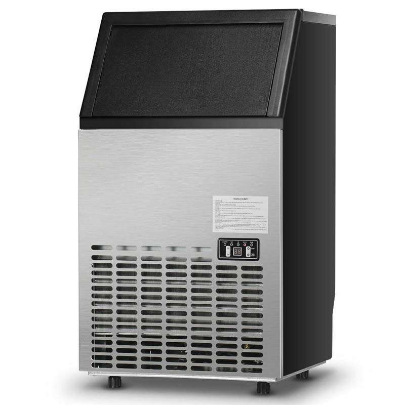 110 LBS/24H Undercounter Commercial Ice Maker, Stainless Steel Built-in Self-Cleaning Ice Machine w/ 33LBS Storage & 24H Timer for Home Bar Restaurant