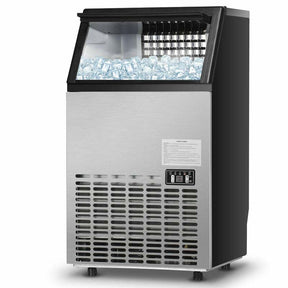 110 LBS/24H Undercounter Commercial Ice Maker, Stainless Steel Built-in Self-Cleaning Ice Machine w/ 33LBS Storage & 24H Timer for Home Bar Restaurant