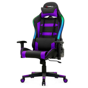 High Back RGB Gaming Chair, Ergonomic Video Game Chair with LED Lights, PVC Leather E-Sport Computer Chair