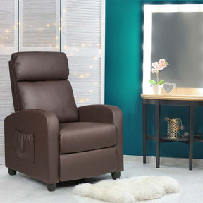 PU Leather Massage Recliner Sofa Modern Recliner Chair Winback Single Sofa with Side Pocket