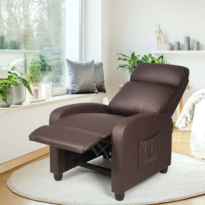PU Leather Massage Recliner Sofa Modern Recliner Chair Winback Single Sofa with Side Pocket