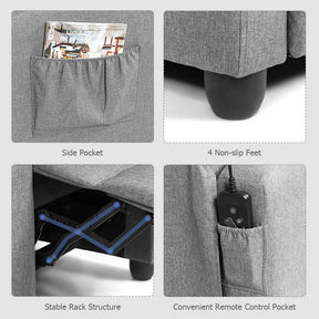 PU Leather Massage Recliner Sofa Modern Recliner Chair Winback Single Sofa with Side Pocket