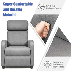 PU Leather Massage Recliner Sofa Modern Recliner Chair Winback Single Sofa with Side Pocket