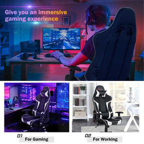 Ergonomic Swivel Massage Gaming Chair Recliner, E-Sport Gamer Racing Chair, Computer Office Chair with Headrest & Lumbar Support