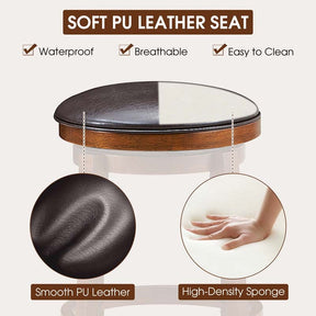 24" Backless Swivel Bar Stools Set of 2/4, Rubber Wood Counter Height Bar Chairs with Faux Leather Padded Seat for Kitchen Island, Pub, Cafe