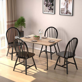 2Pcs Vintage Wood Windsor Dining Side Chairs with Spindle Back, French Country Armless Kitchen Chairs