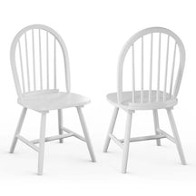 2Pcs Vintage Wood Windsor Dining Side Chairs with Spindle Back, French Country Armless Kitchen Chairs