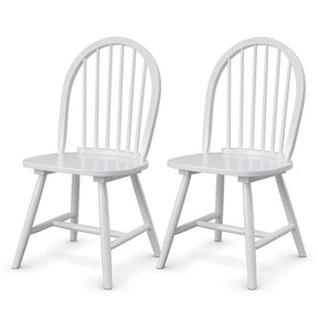 2Pcs Vintage Wood Windsor Dining Side Chairs with Spindle Back, French Country Armless Kitchen Chairs