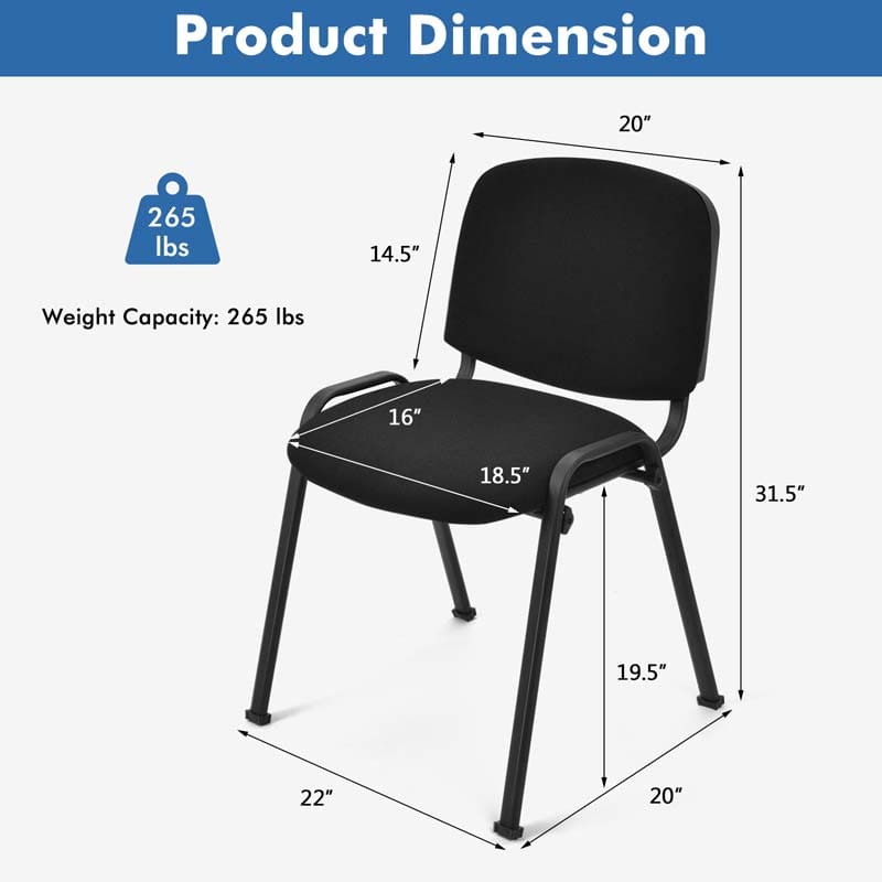 Set of 5/10/15 Conference Chairs, Stackable Office Guest Chairs w/ Ergonomic Upholstered Seat & Metal Frame for Meeting Room, Reception Lobby
