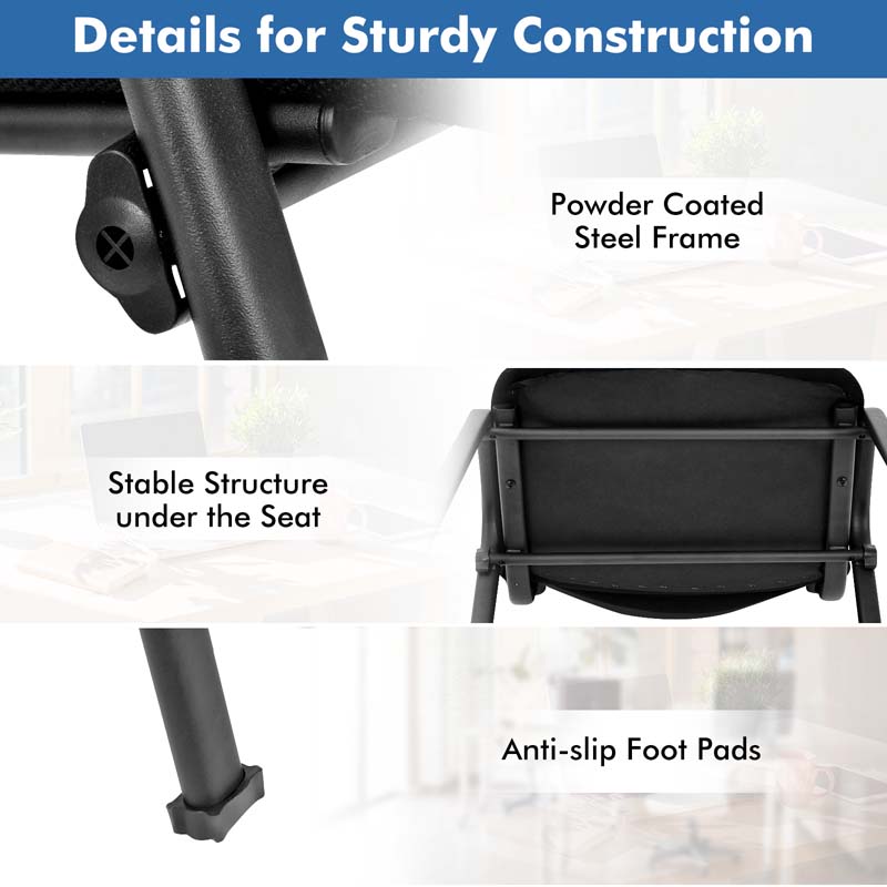 Set of 5/10/15 Conference Chairs, Stackable Office Guest Chairs w/ Ergonomic Upholstered Seat & Metal Frame for Meeting Room, Reception Lobby