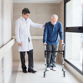 4-in-1 Rolling Walker for Seniors, Folding Stand Up Walker with 5" Wheels, Height Adjustable Medical Walking Mobility Aid