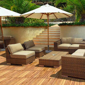 27PCS 12"x12" Acacia Wood Interlocking Deck Tiles, 27 Sq.Ft Waterproof Flooring Patio Pavers for Indoor Outdoor, Tool-Free Assembly