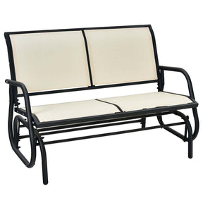 2-Person Outdoor Swing Glider Bench, 48" Patio Double Rocking Loveseat Chair with Steel Frame & Fabric Seat for Backyard Poolside, Garden Lawn
