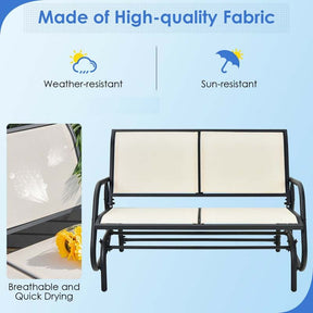 2-Person Outdoor Swing Glider Bench, 48" Patio Double Rocking Loveseat Chair with Steel Frame & Fabric Seat for Backyard Poolside, Garden Lawn