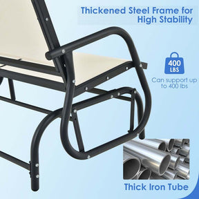 2-Person Outdoor Swing Glider Bench, 48" Patio Double Rocking Loveseat Chair with Steel Frame & Fabric Seat for Backyard Poolside, Garden Lawn