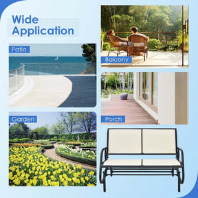 2-Person Outdoor Swing Glider Bench, 48" Patio Double Rocking Loveseat Chair with Steel Frame & Fabric Seat for Backyard Poolside, Garden Lawn