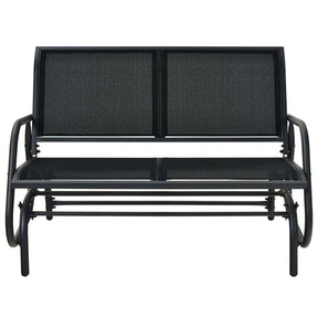 2-Person Outdoor Swing Glider Bench, 48" Patio Double Rocking Loveseat Chair with Steel Frame & Fabric Seat for Backyard Poolside, Garden Lawn